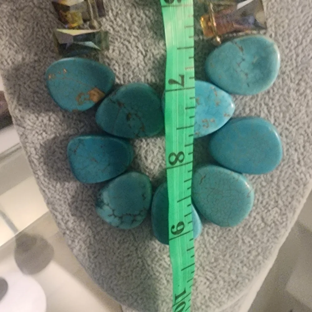 Turquoise and‎ Gold Tone Statement Necklace.